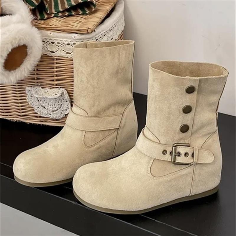 

French Martin boots, new autumn and winter retro matte western cowboy boots, popular small short boots this year 35 абрикосовый