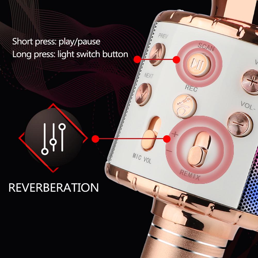 Portable BT Microphone Wireless Microphone Professional Speaker Music Player Handheld Microphone Singing Recorder Mic