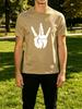 Unisexs Tee Simple Three Finger Hand Sign Print Cotton Short Sleeve Male Streetwear Summer Daily Outdoor Casual Basic Fashion Top