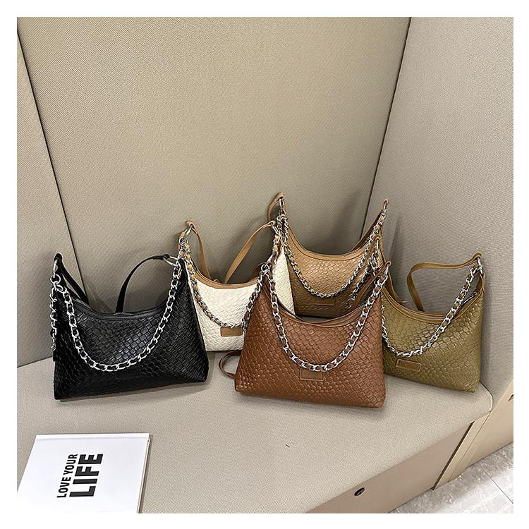 IELGY One-Shoulder Armpit Bag Chain Tote Bag All-Match Woven Messenger Bag