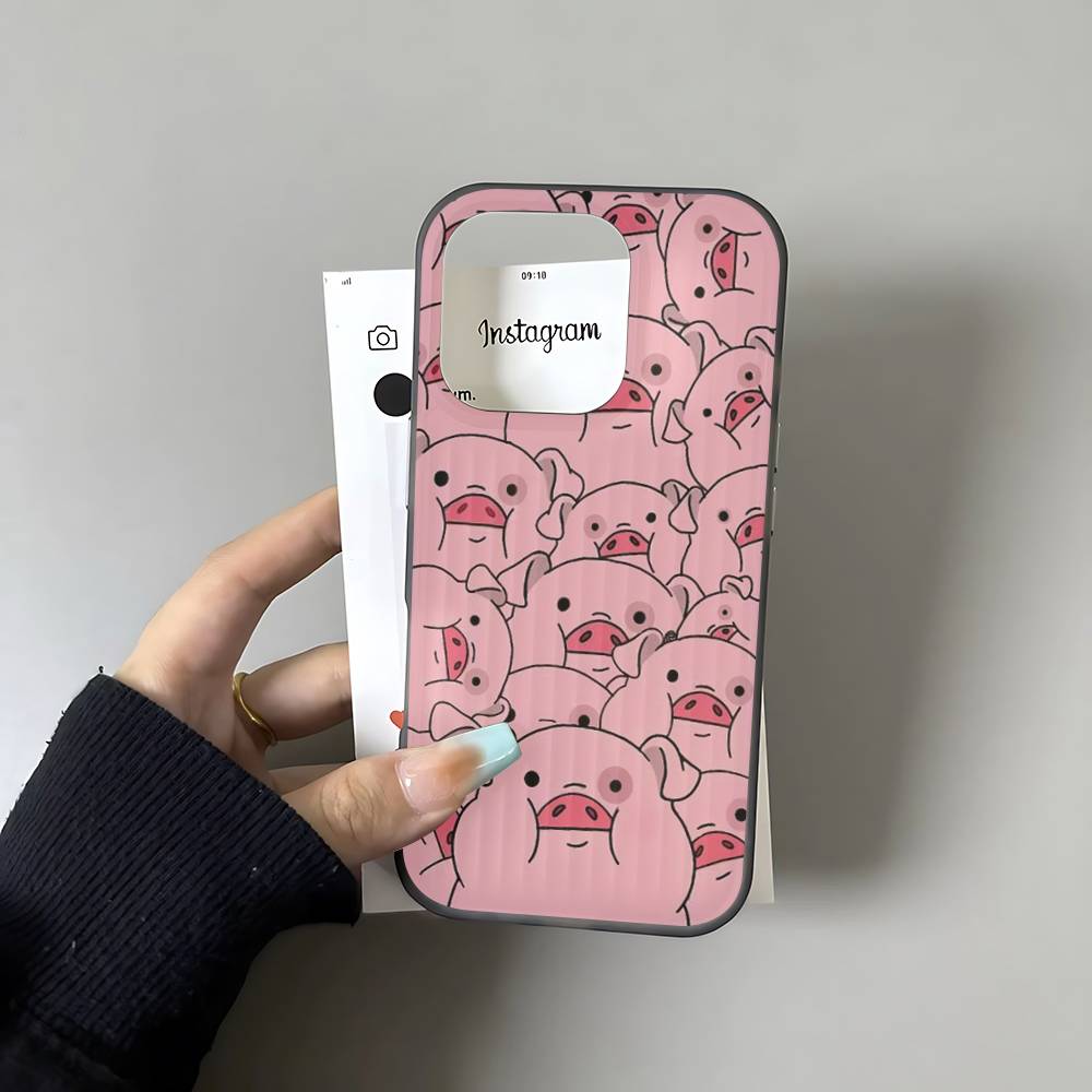 Gravity Falls Pig For IPhone 16 15 11 12 13 14 17 Pro Max PLUS Pro Soft Corrugated Silicone Back Phone Case