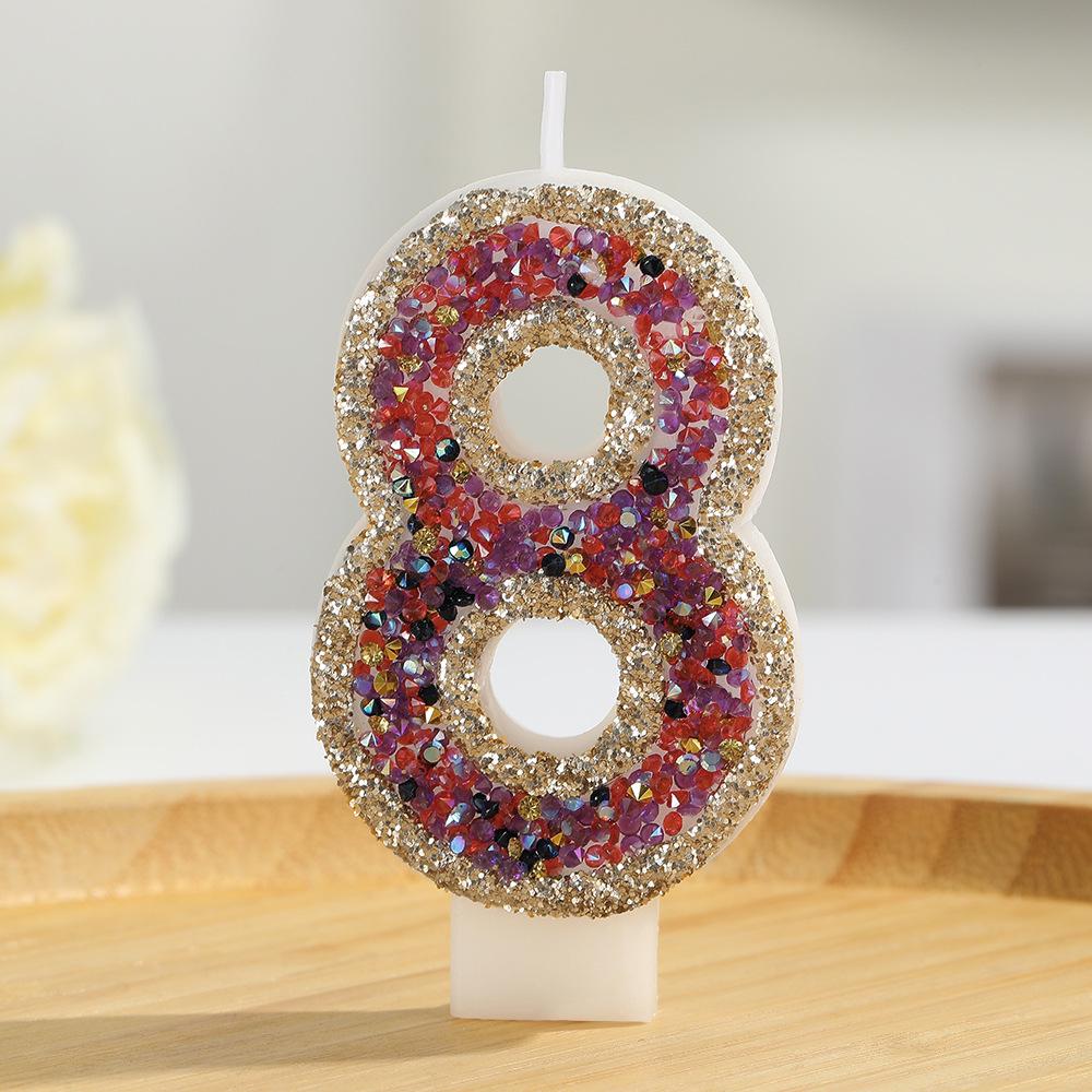 Champagne Glittering Seven-Color Luxury Number Candles for Birthdays