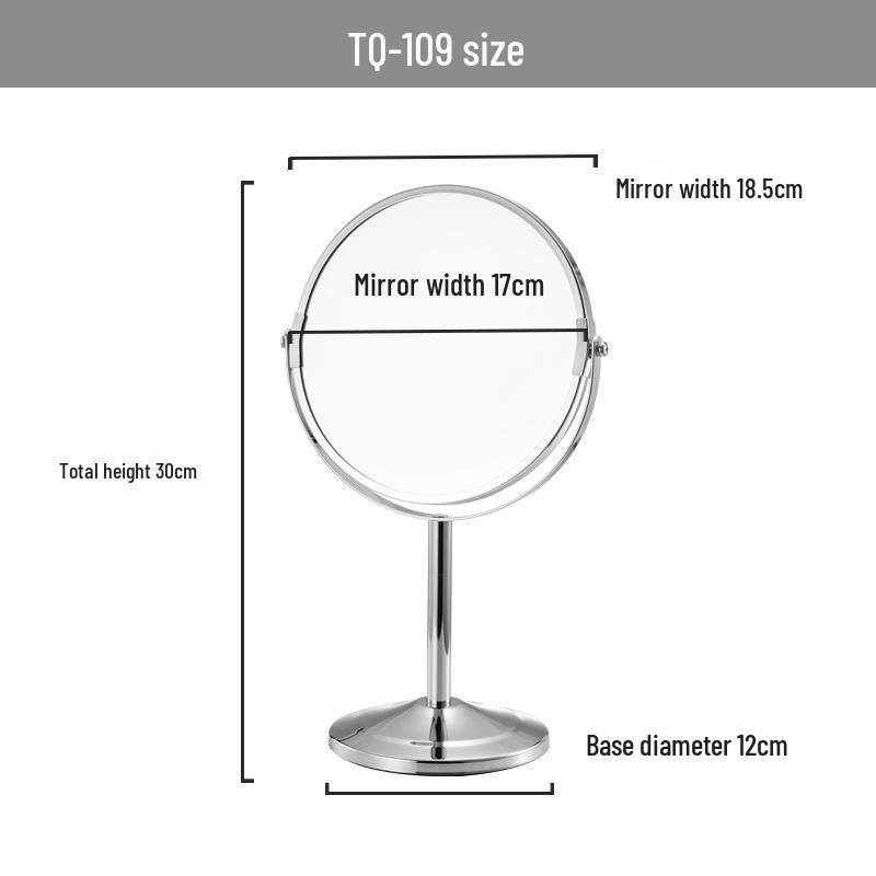 7-Inch Double-Sided Metal Desktop Beauty Makeup Mirror Flat + 3x Magnification