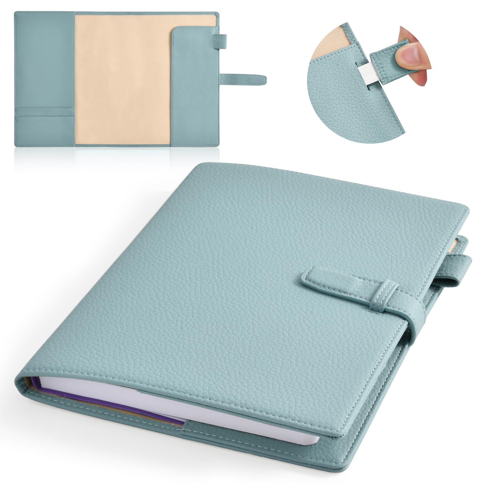 Wasenn A5 Notebook Cover, Leather Planner Cover, Holds 2 Books, Compatible with Thick Diaries, Spiral Notebooks, A5 Size, College Notebook, Book Cover