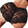 Women Lace Panties Slim Design Elastic Soft Breathable Comfortable Women Lace Underwear Black L