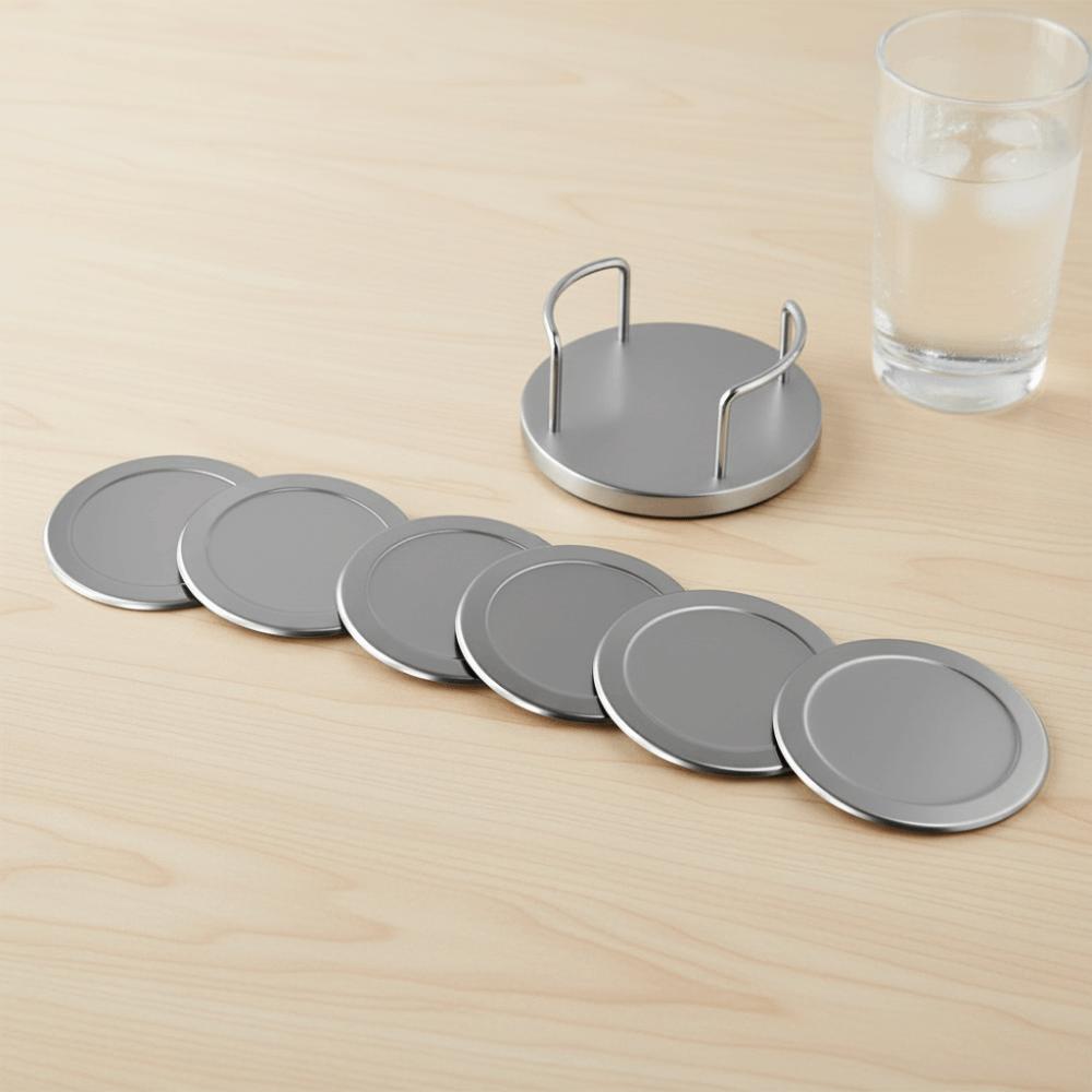 6 Piezas Posavasos Redondo de Acero Inoxidable Plata Posavasos para Taza Posavasos Creativo con Aislamiento Térmico Restaurante