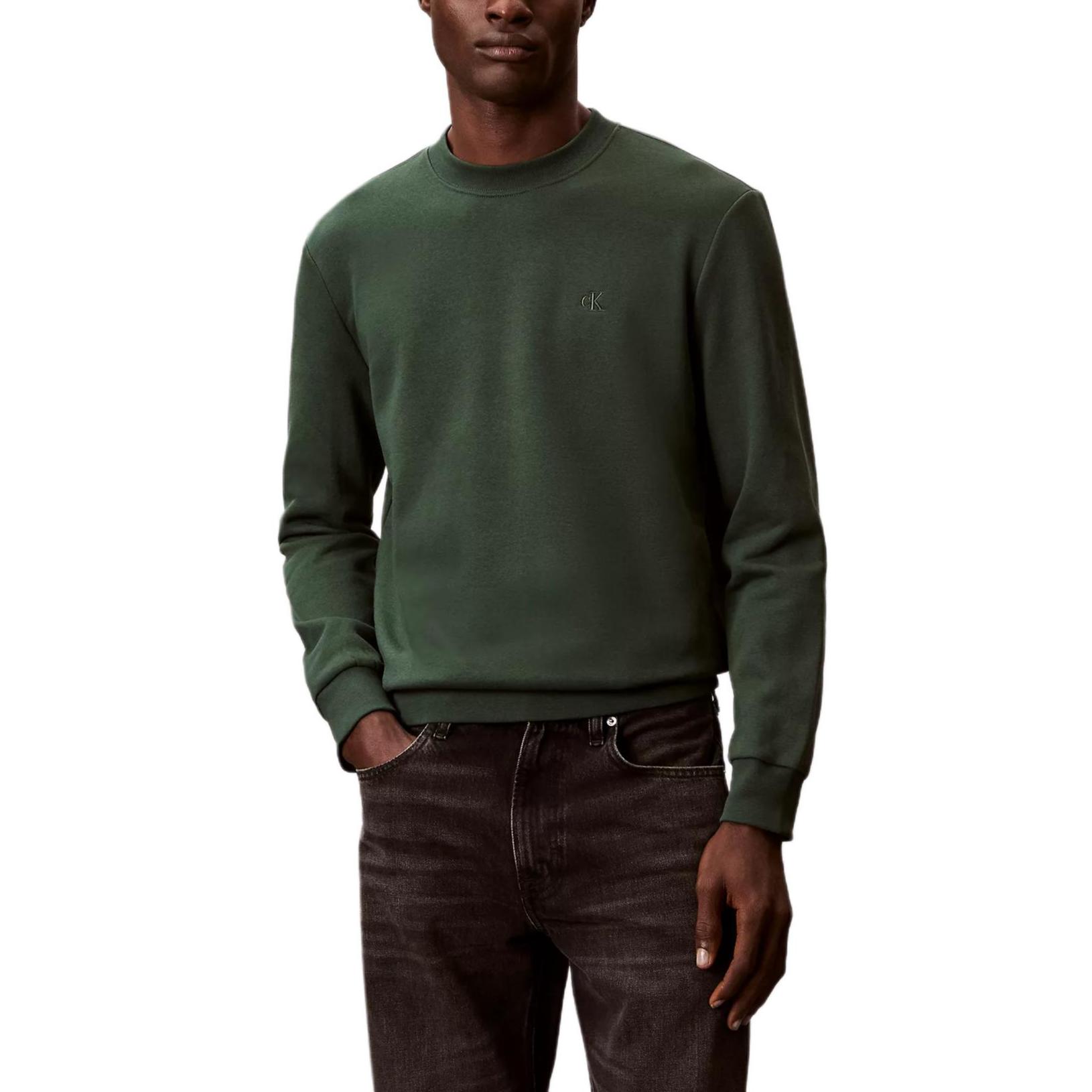 

Calvin Klein Vintage Embroidered Letter Soft Comfortable Ribbed Knit Crew Neck Long Sleeve Sweatshirt Men sweatshirt 40QM430-LLG S