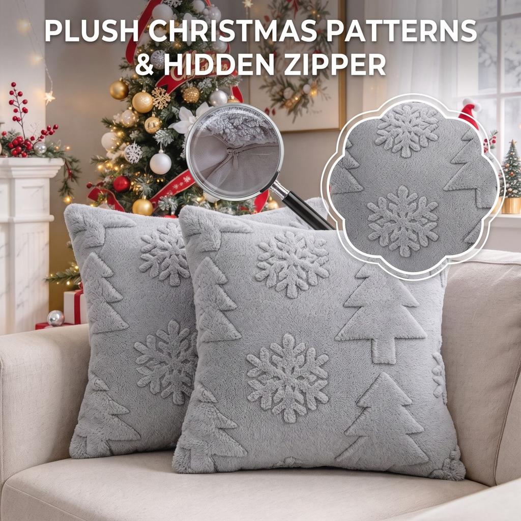 Christmas Snowflake Tree Decorative Throw Cover Soft Plush 1818 Inch
