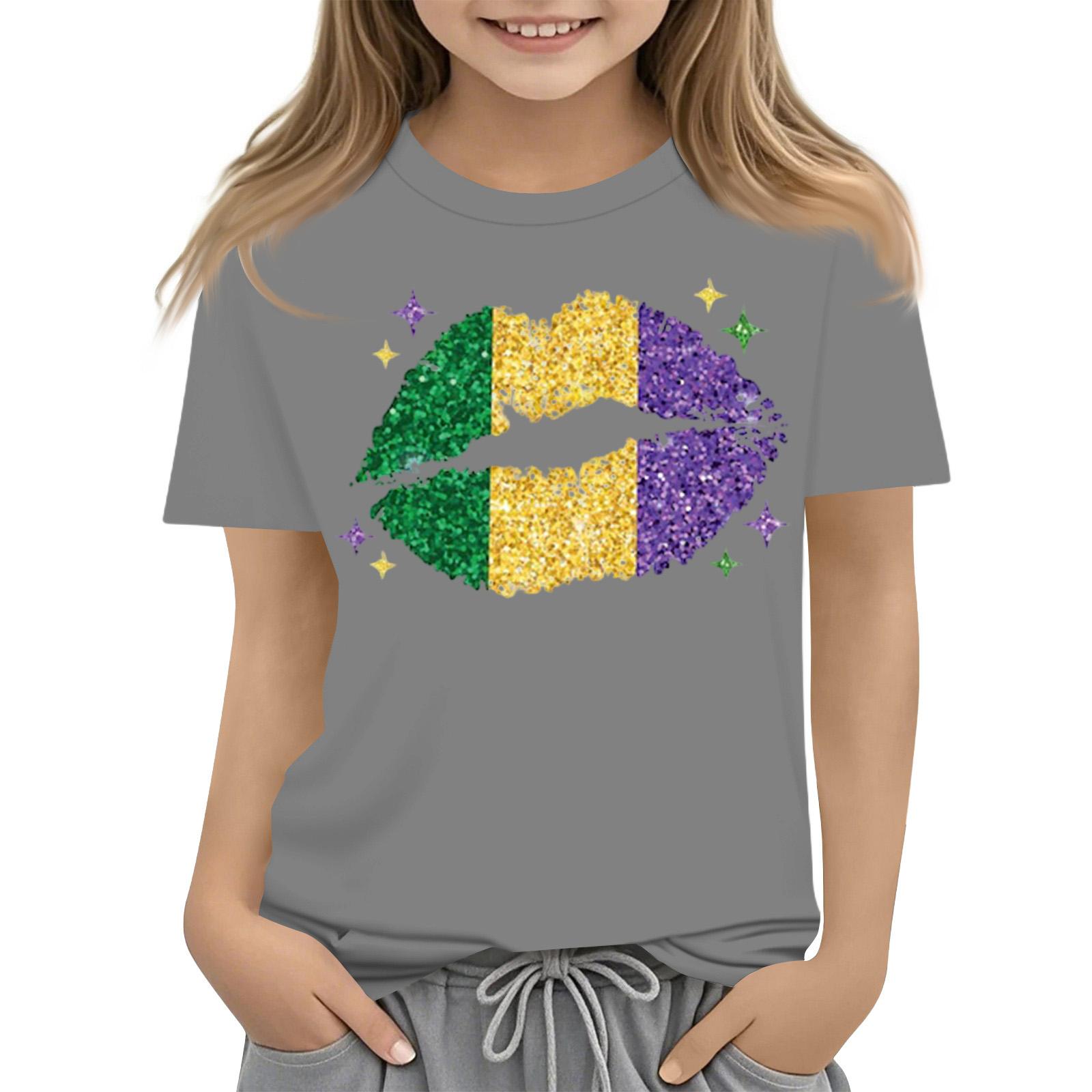 

Children s Casual Carnival Print T-shirt, Round Neck Pullover Short-sleeve Top 100