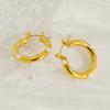 European American Style Stainless Steel Hoop Earrings Natural Stone Inlaid Pearl Zircon Women's Jewelry