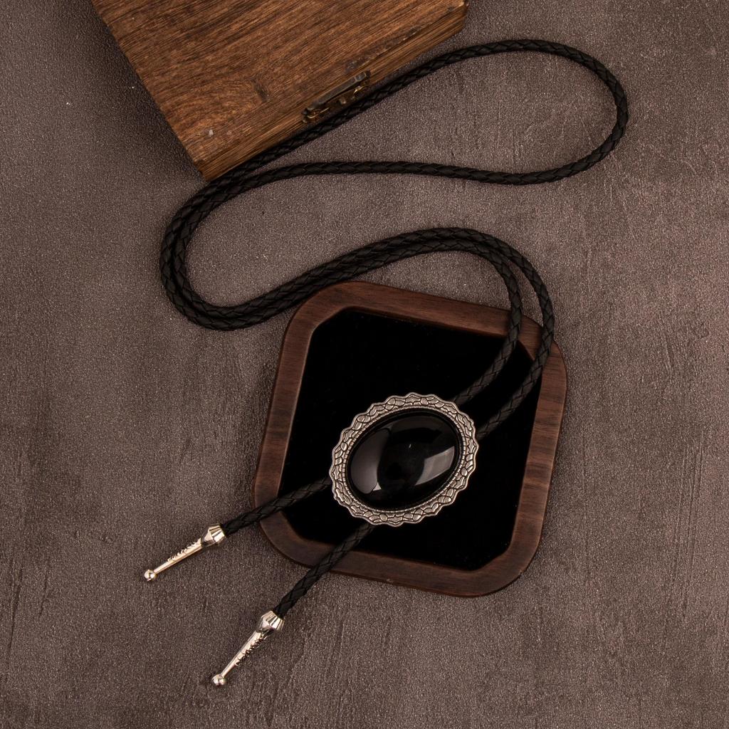 RTS Crystal Vintage Geometric Bolo Tie Pendant Hipster Men's Sweater Rope Chain Western Cowboy Necklace Party Gift