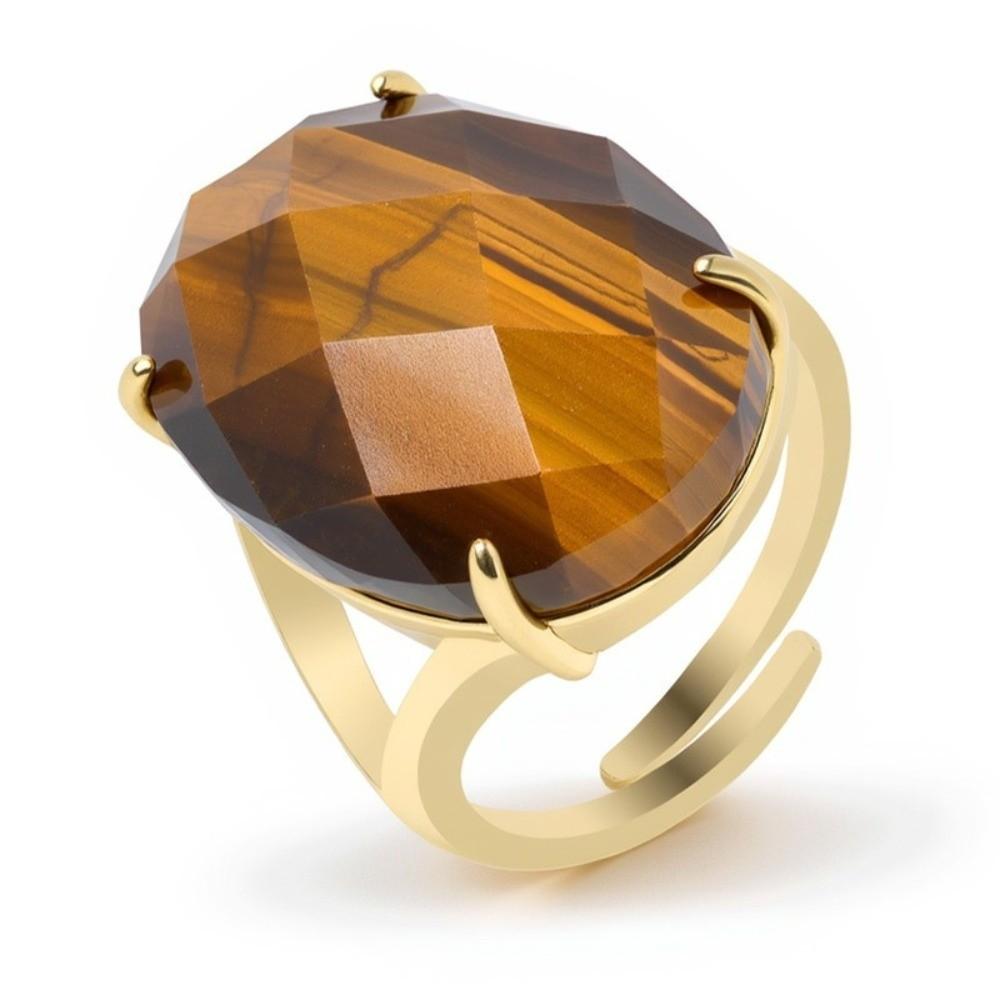 Simple Finger Rings Adjustable Open Rings Trend Ellipse Crystal Rings for Women