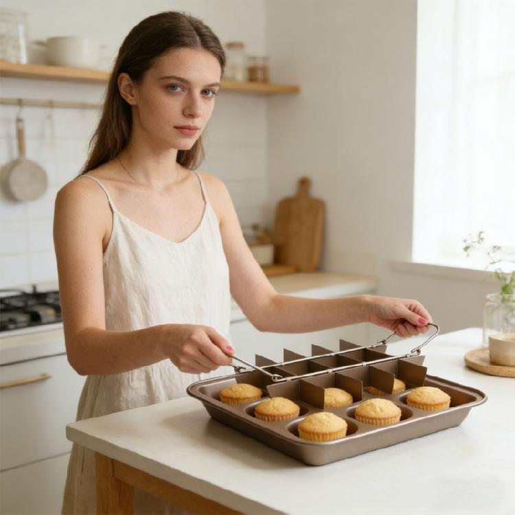 Strong Carbon Steel Mini Cake Pan With Detachable Barriers For Well Formed Small Cakes