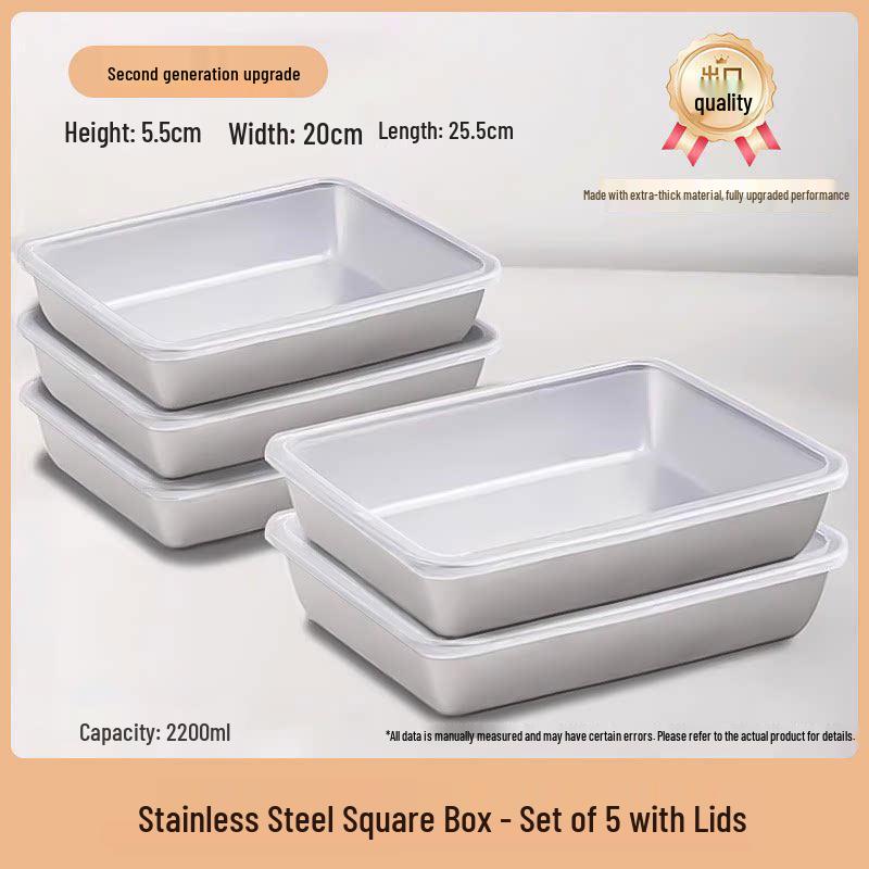 Food Grade Stainless Steel Rectangular Tray with Lid