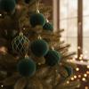 24 Pieces Velvet Texture Spherical Christmas Tree Hanging Ornament Lightweight
