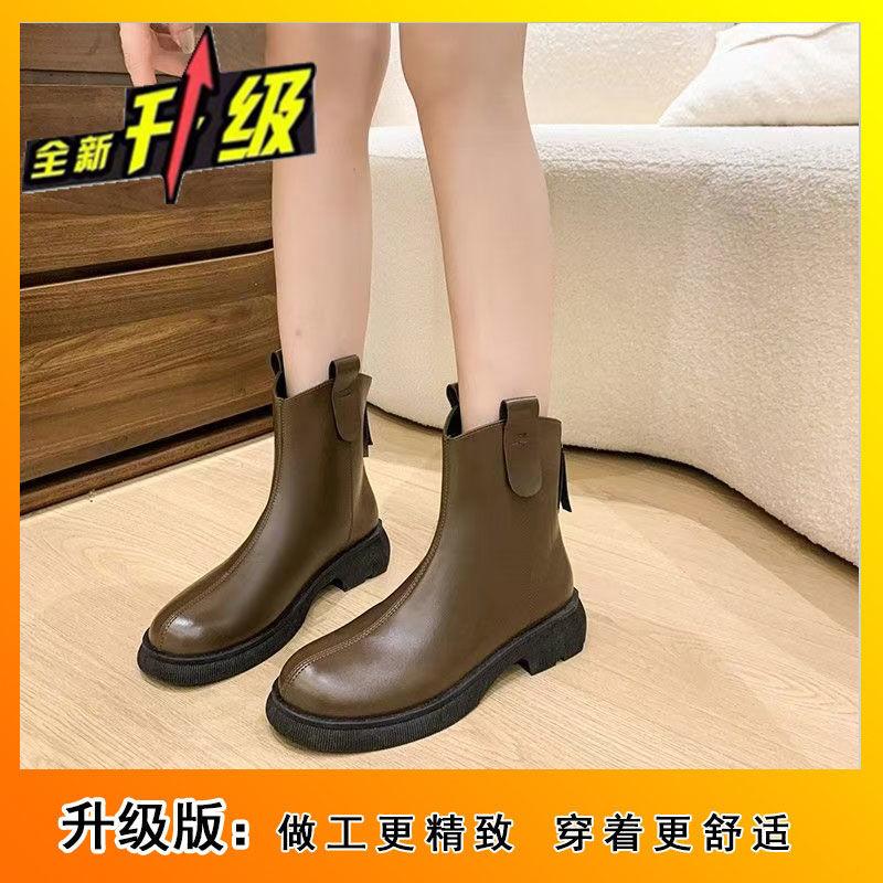 Cigarette pipe single boots 2025 new autumn and winter brown cigarette boots retro platform Chelsea boots versatile Martin boots short boots