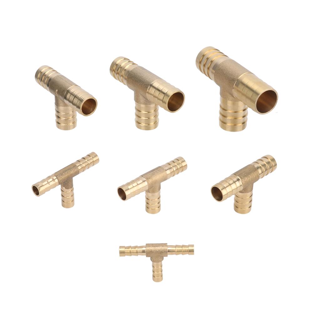 T-Form Messing Dorn Schlauchfitting T-Stück 6mm 8mm 10mm 12mm 14mm 16mm 19mm Schlauchrohr Dorn Kupfer Dorn Kupplung Verbinder Adapter