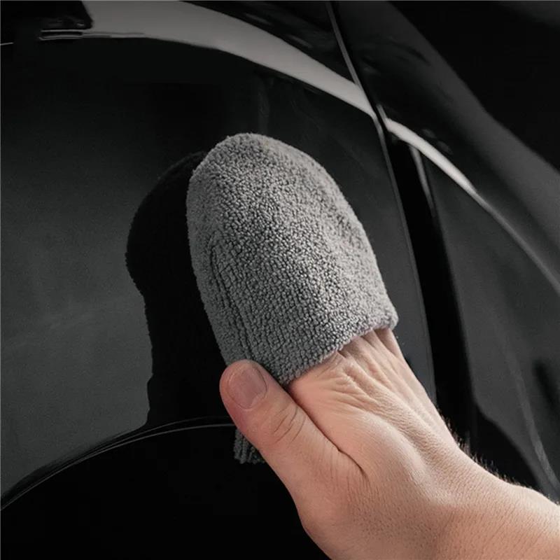 Practical 2pcs/6pcs Soft Microfiber Car Wax Applicator Mitts Polishing Sponge Foam Pad For Cleaning Auto Detailing