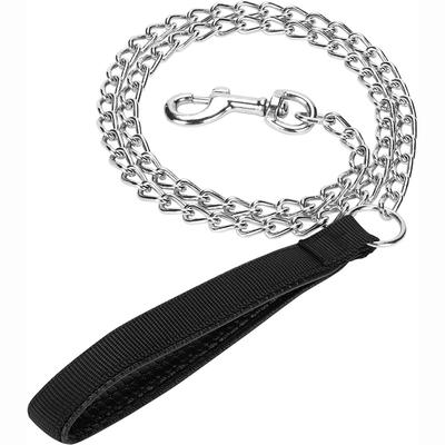 Chrome Plated Metal Chain Heavy Duty Dog Leash Chew Proof Dog Leash with Soft Handle for Large & Medium Pets Walking Training