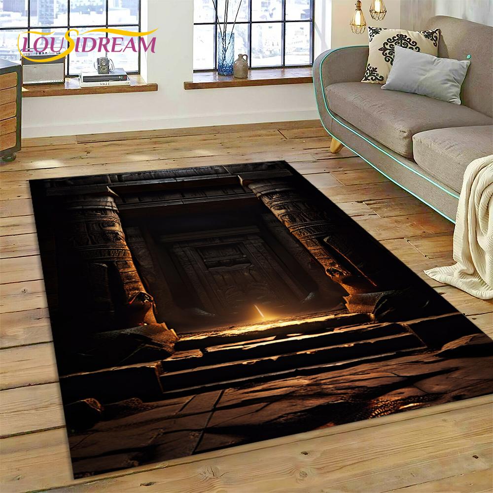 3D Illusion God's Temple Door Gate Carpet Rug for Living Room Bedroom Home Sofa Decoration,Kids Play Area Rug Non-slip Floor Mat