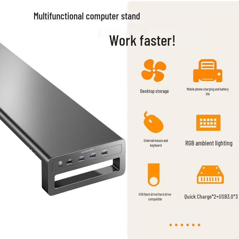 RGB Gaming Dual Monitor Riser with Fast Charging