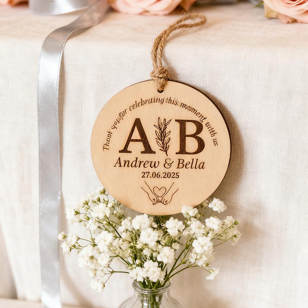 Custom 5Pcs Wooden Ornament Wedding Engraved Wood Slice Bachelorette Party Keepsake Present Christmas Stocking Ornament Gift