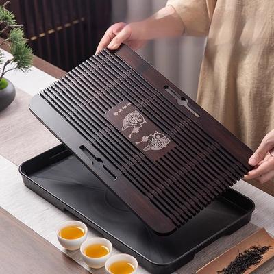 Chinese Natural Bamboo Tea Tray Water Storage Kung Fu Tea Set Rectangular Tea Board Tea Matcha Serving Trays Decorative