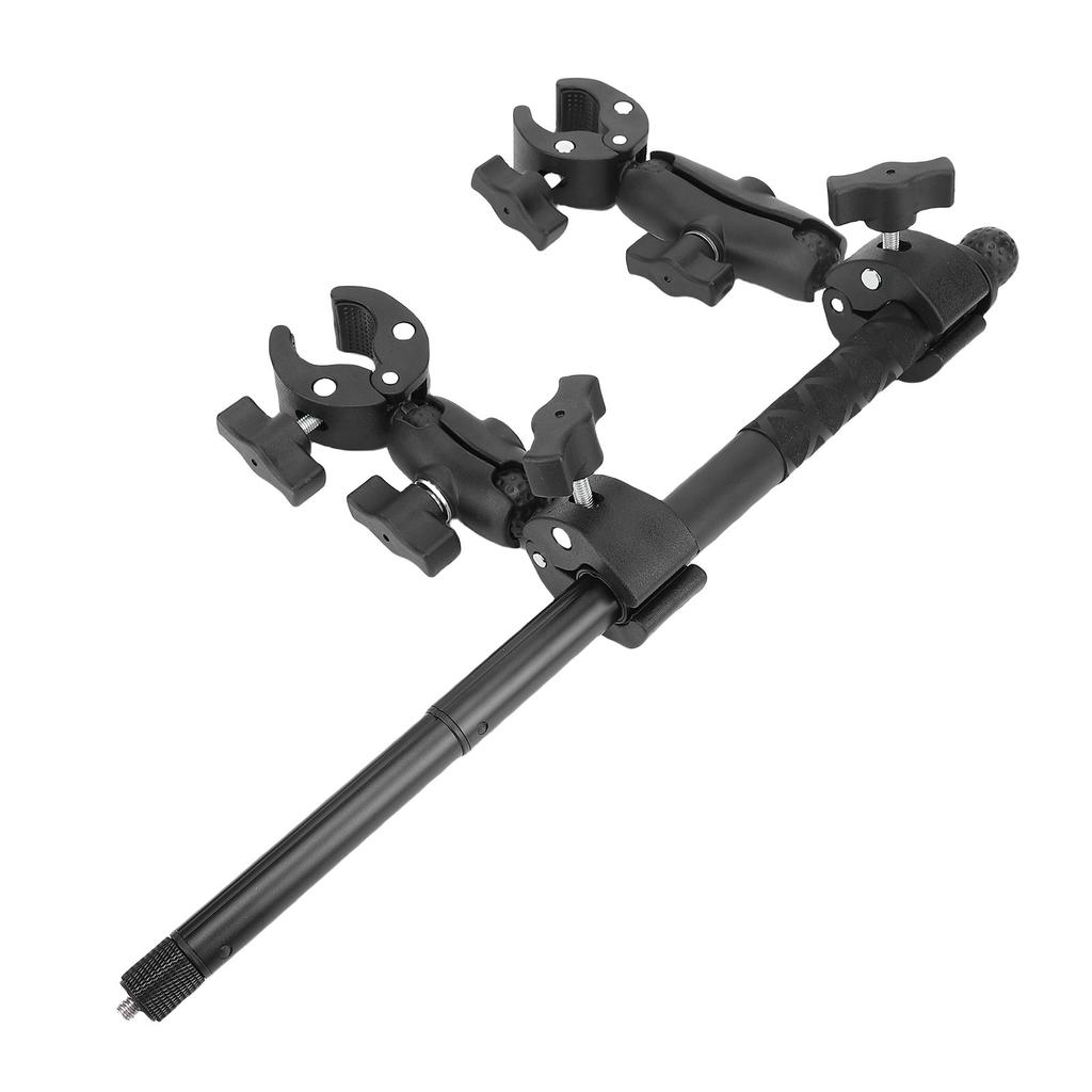 Bike Handlebar Selfie Stick 360 degrees  Rotation Adjustable Double Head Clamp Telescopic Motorcycle Handlebar Stick