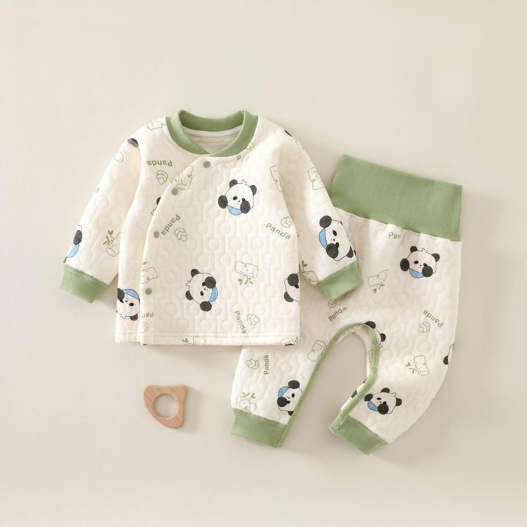 Neugeborenen Gesteppte Baumwolle Hohe Taille Warmes Unterwäsche-Set für Herbst/Winter