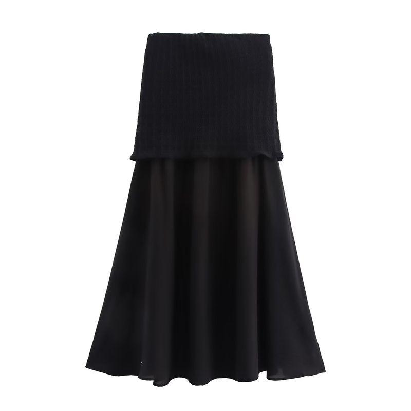 Araltay New Arrival Fashion Style Women's Clothing Fashion Horizontal Bra Laminated Decoration Outwear Patchwork Knitted Overskirt