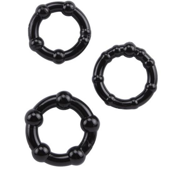 3ks/sada Muži Kulatý penis Časová prodleva Kroužky Korálky Sexuální stimulace Produkty pro dospělé