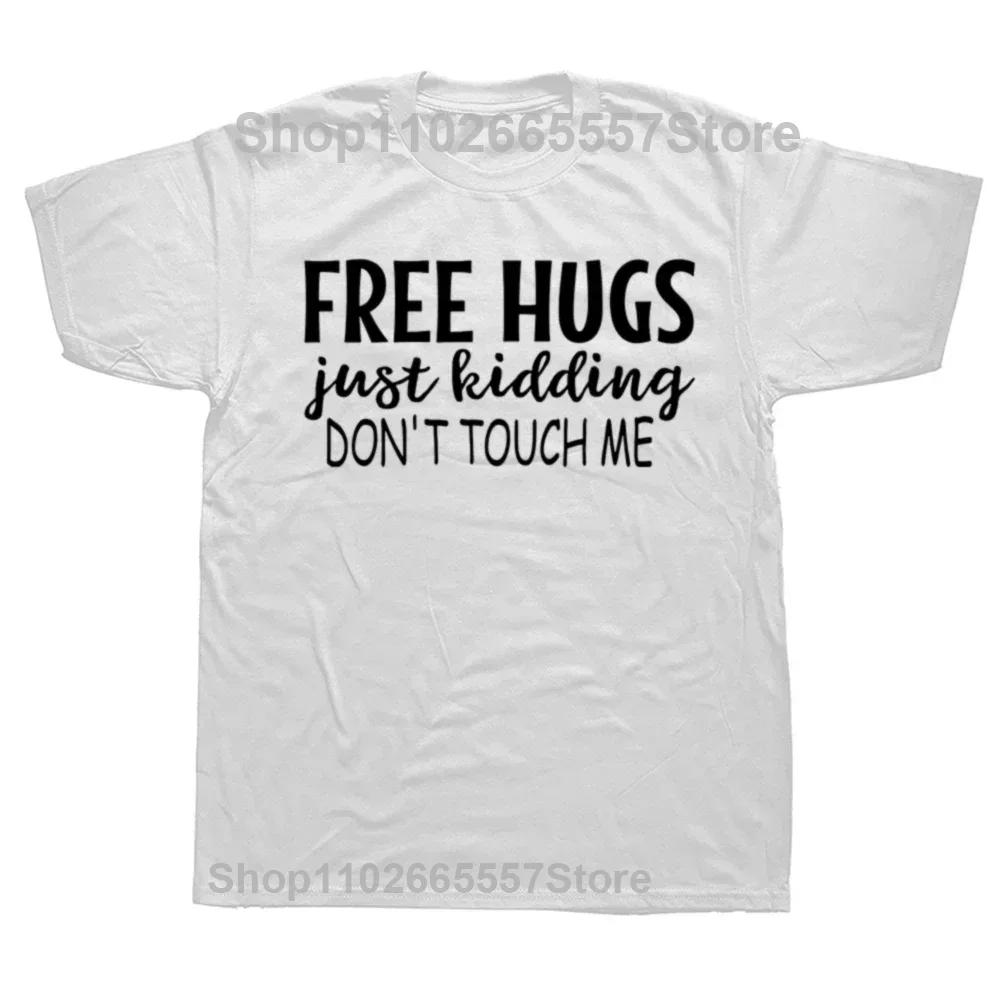 Free Hugs And Maybe A Kiss Graphic Print Tops Men Oversized New Funny T-shirt Summer Hip Hop Short Sleeve Crewneck T Shirts