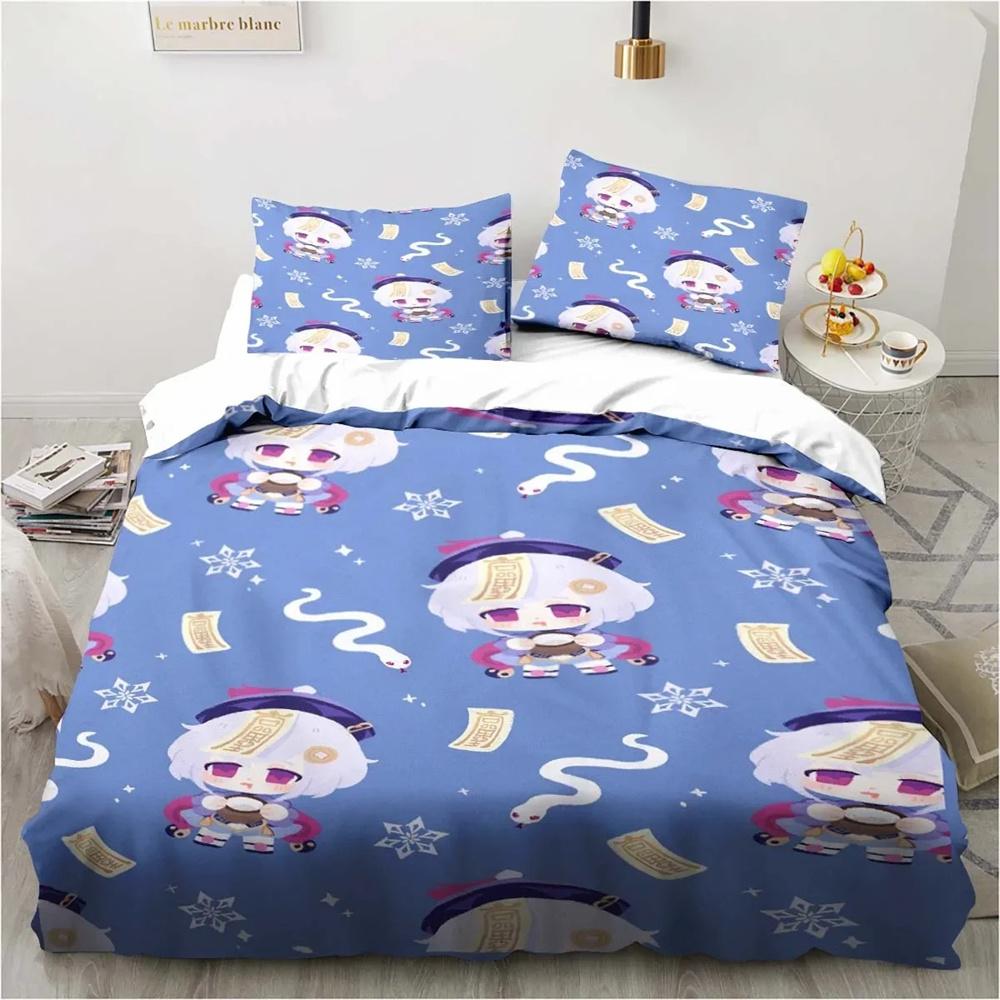 Cartoon Anime Genshin Impact Game Bedding Set for Bedroom Bedspreads for Bed Linen Comefortable Duvet Cover Quilt and Pillowcase