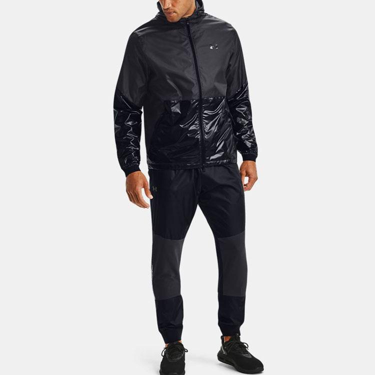 Under Armour Recover Legacy Training Lightweight Hooded Jacket With Logo Patchwork Men Jacket Black 1353370-590