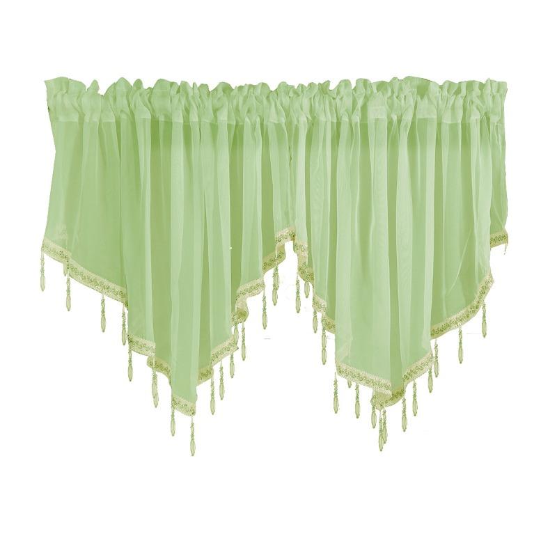 Sheer Triangle Valance Curtain Rod Pocket Kitchen Window Tulle Drapes Light Filtering Polyester Decorative Scarf for Windows