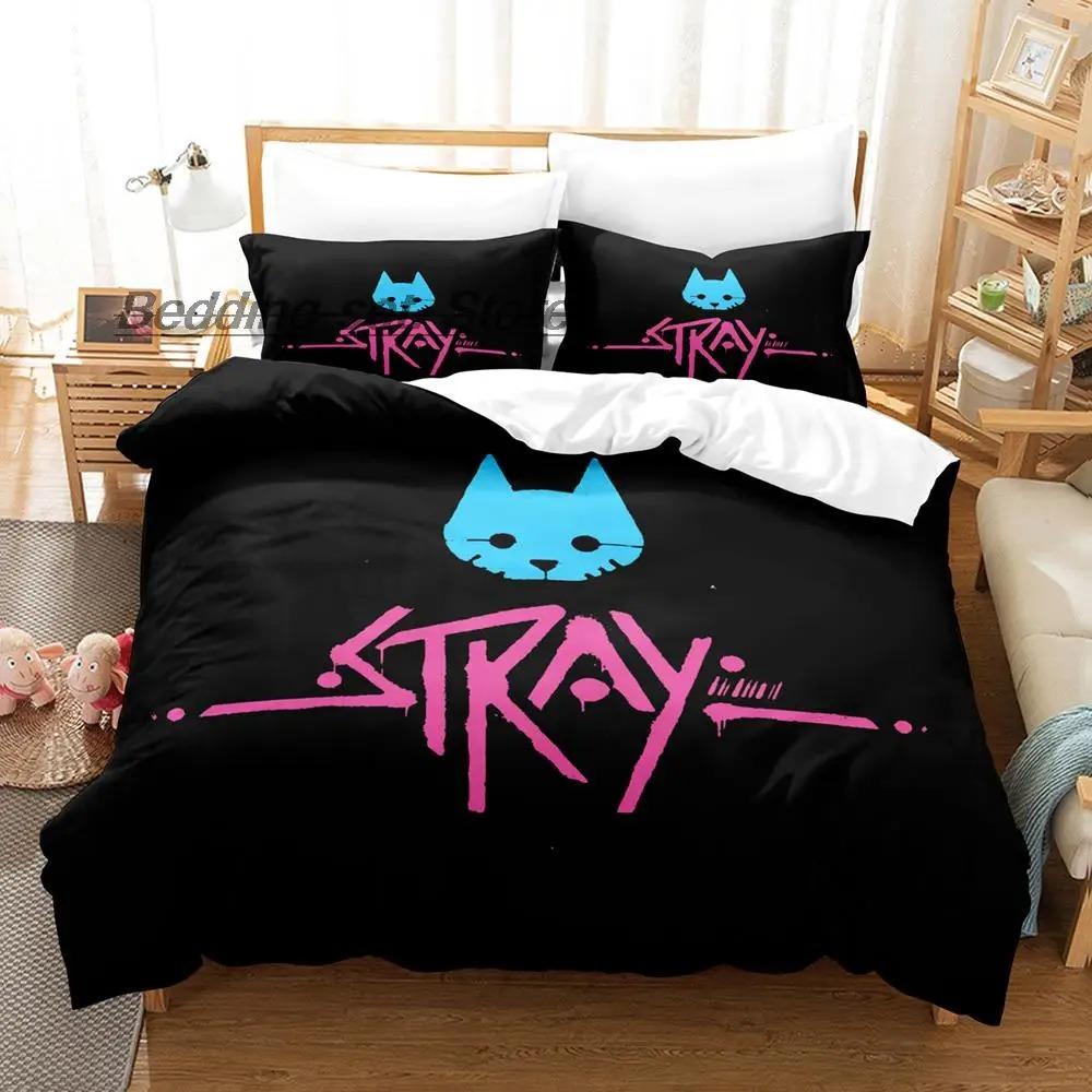 New Stray Game Cat Momo Bedding Set Single Twin Full Queen King Size Kawaii Bed Duvet Cover Sets for Adult Kids