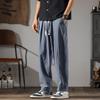 Men Cotton Linen Pants Summer Straight Casual Ice Silk Sweatpants Male Wide leg Oversize Linen Trousers 2024 New
