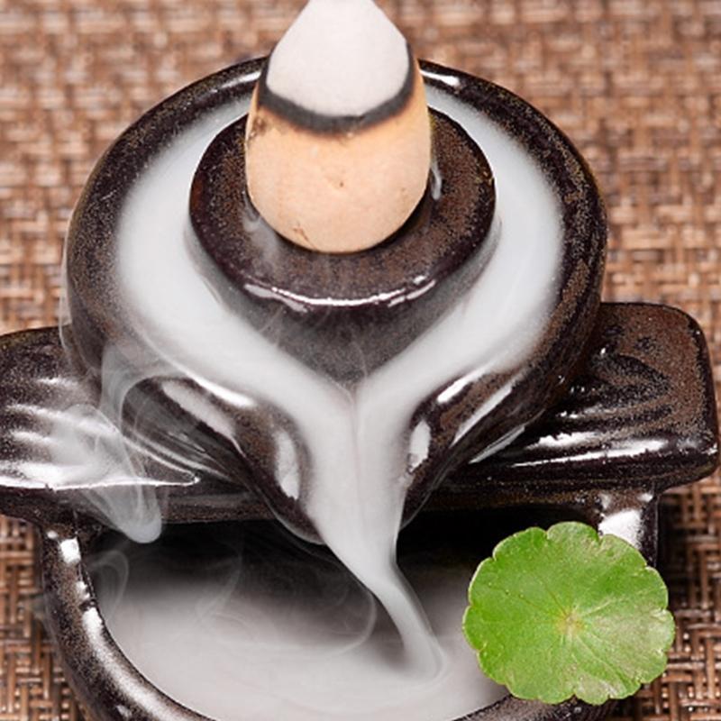 62KD Waterfall Incense for Burner Ceramic Backflow Incense Holder Fountain Backflow Incense Cones for Home Office Decor Gifts