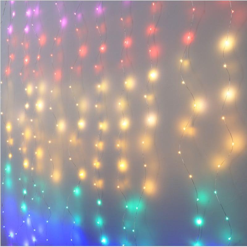 New 1.5 * 2M LED Rainbow Curtain Light USB Eight Function Mode Fairy Lights String Christmas Wedding Party Indoor Outdoor Decoration LS