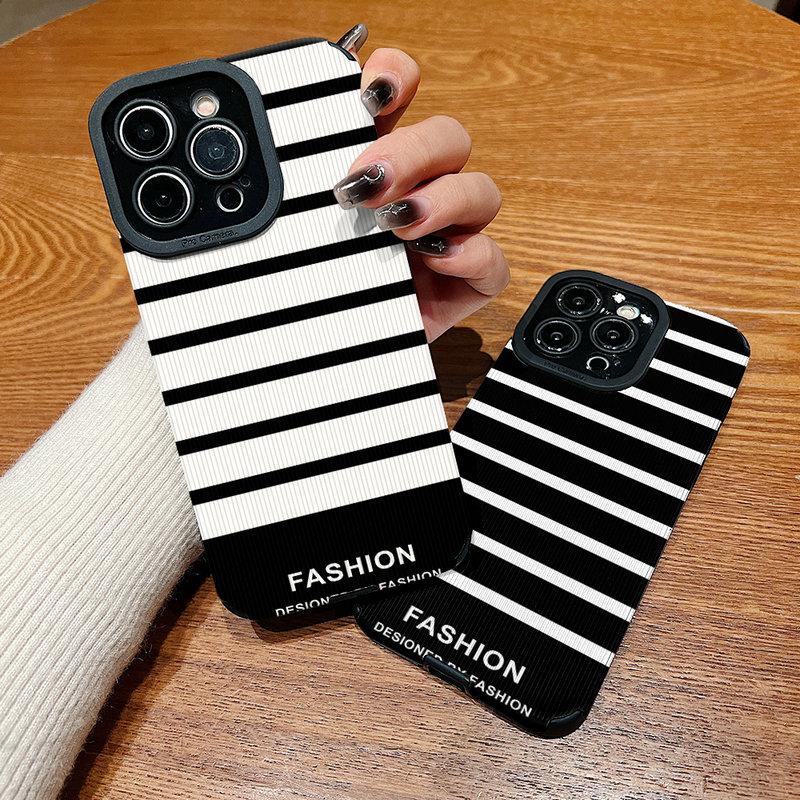 Vertical Grain Leather Simple Design Printed Soft Silicone Phone Case Back Cover with Camera Lens Full Protection for Samsung