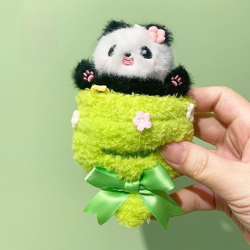 Bamboo Shoot Handheld Flower Panda Cute Plush Keychain Pendant Boys Gift Girls