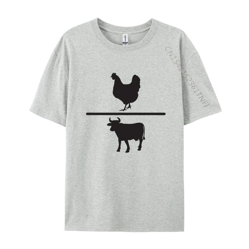 Vintage Chicken Vs Cow Tshirt Printed Tee Shirts Vintage High Quality New Tops Adult Clothing Oversize