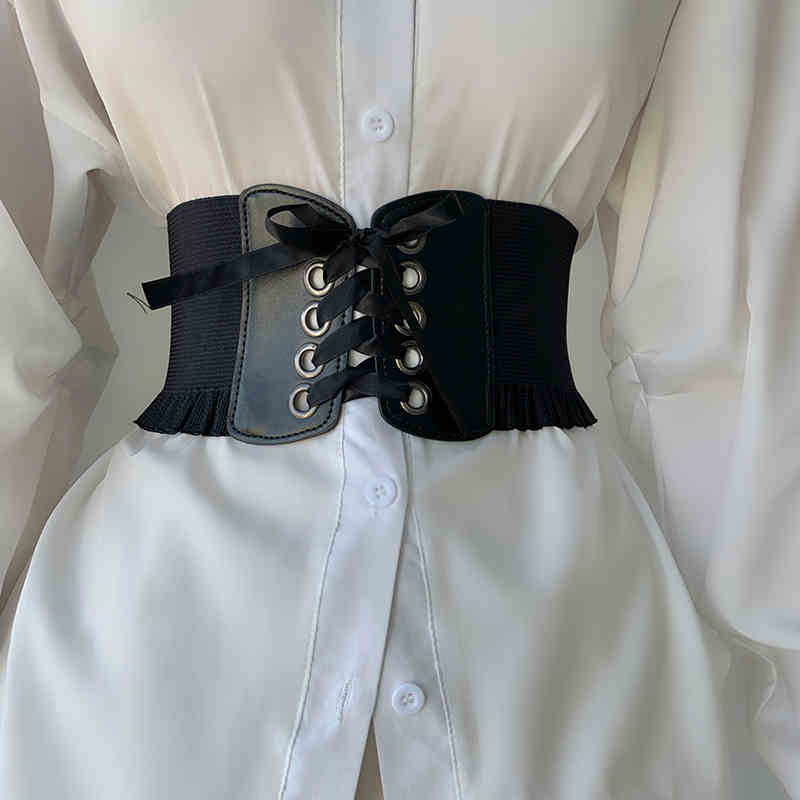 1pcs Women's Wide Black Belt with Buckle and Straps, a Versatile Fashionable - Waist Belt Suitable for Daily Wear, Can W