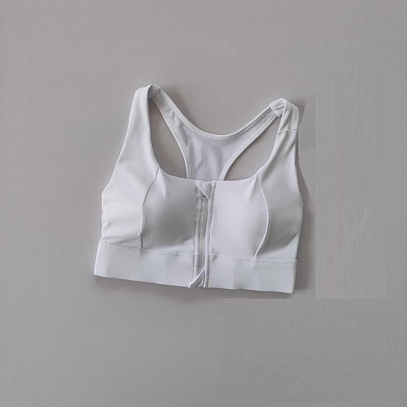 

Жіночий ударостійкий спортивний бюстгальтер на блискавці спереду - Фіксована чашка для високої інтенсивності для фітнесу та йоги Large білий