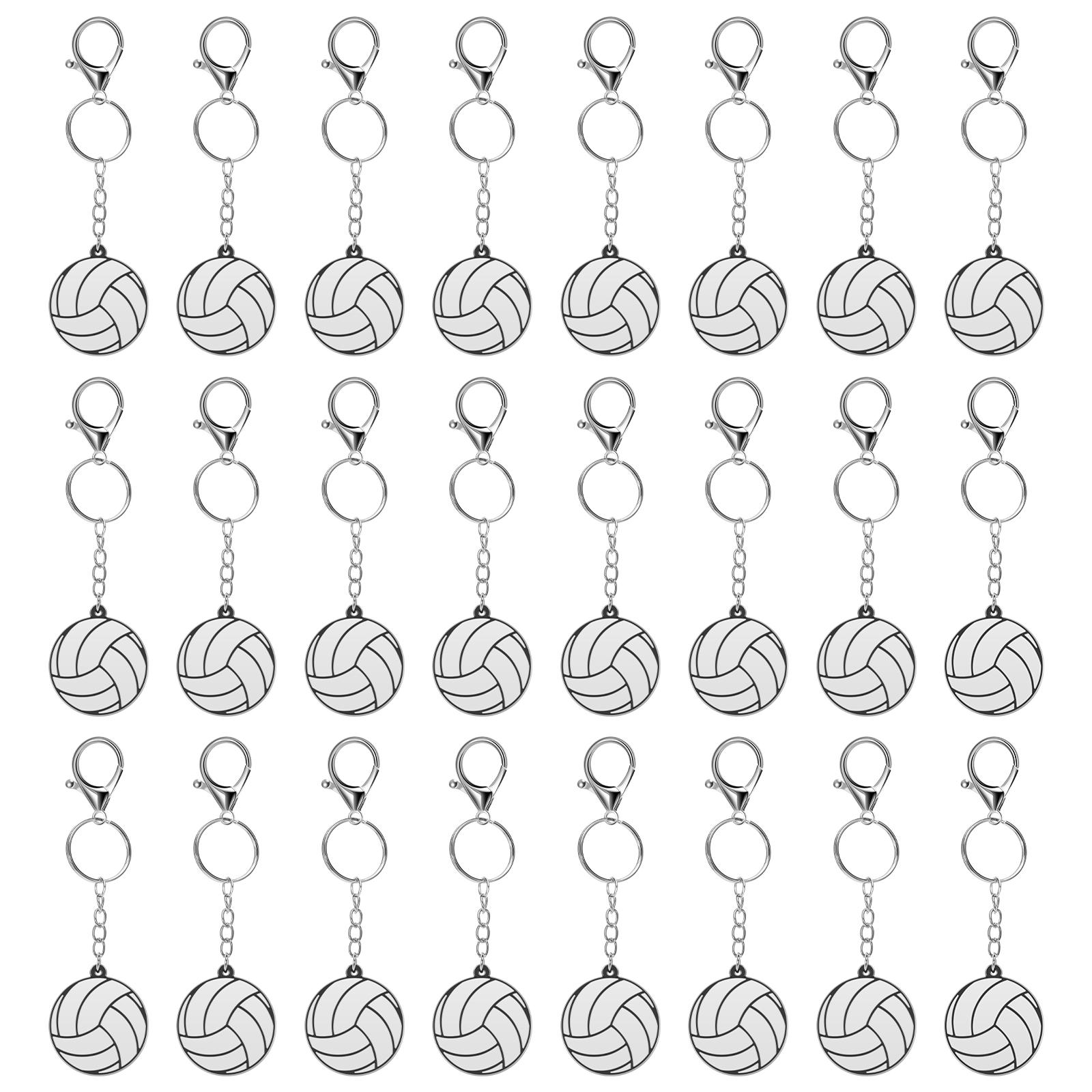 

24Pcs Volleyball Keychain Portable Volleyball Key Chain Sports Party Favors School Sports Rewards Keychain Ornaments