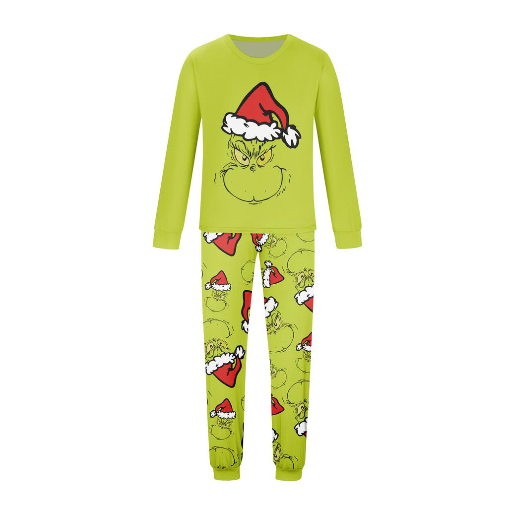 Print Cute Family Set Pajamas, Home Clothes, Family Set Long Sleeve Top Pants Set