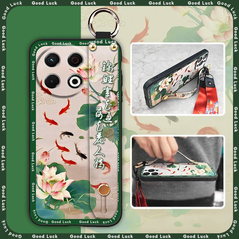 Phone Holder Silicone Phone Case For Tecno Spark30 Pro 4G/KL7 Kickstand Fashion Anti-knock Wrist Strap Soft Case Ring