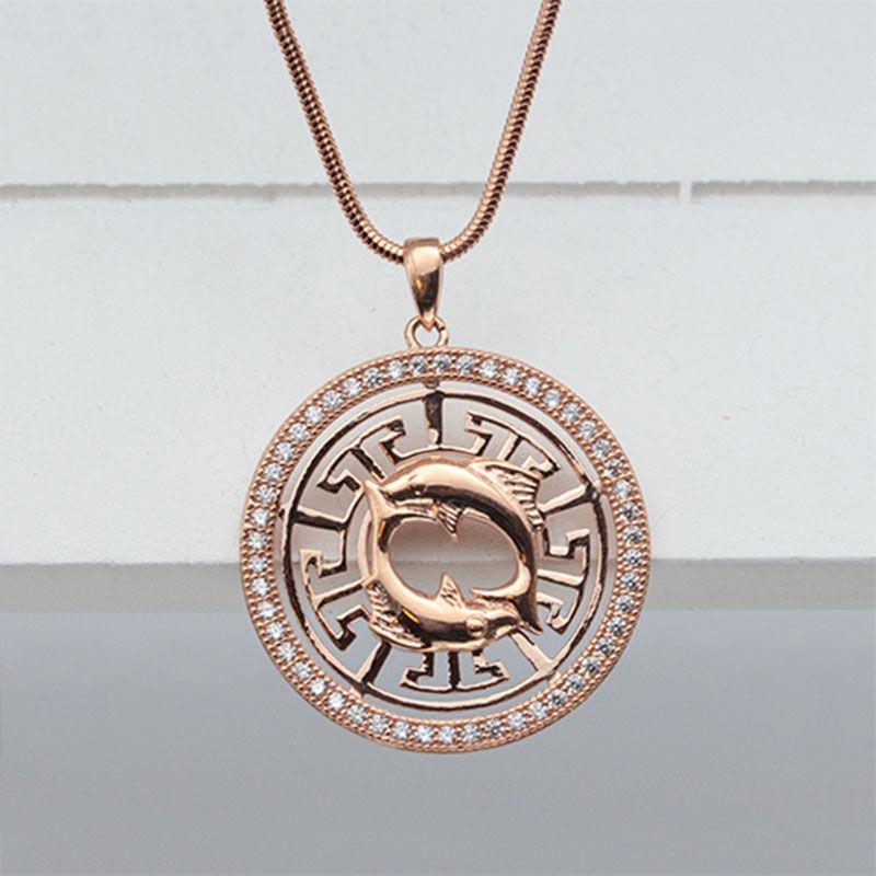 Purple Gold-Plated Rose Gold 18K Leo Pendant Twelve Constellations Classic
