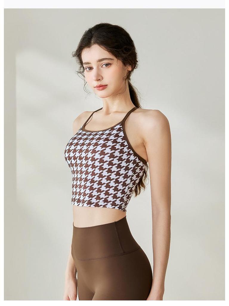 Damen Stoßabsorbierendes bedrucktes Sportweste & High Waist Hüfthebende Fitnesshose Set