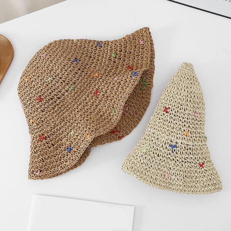 Hand Weaving Straw Hat Beach Getaways Beach Hat Breathable Sun Hat for Girl